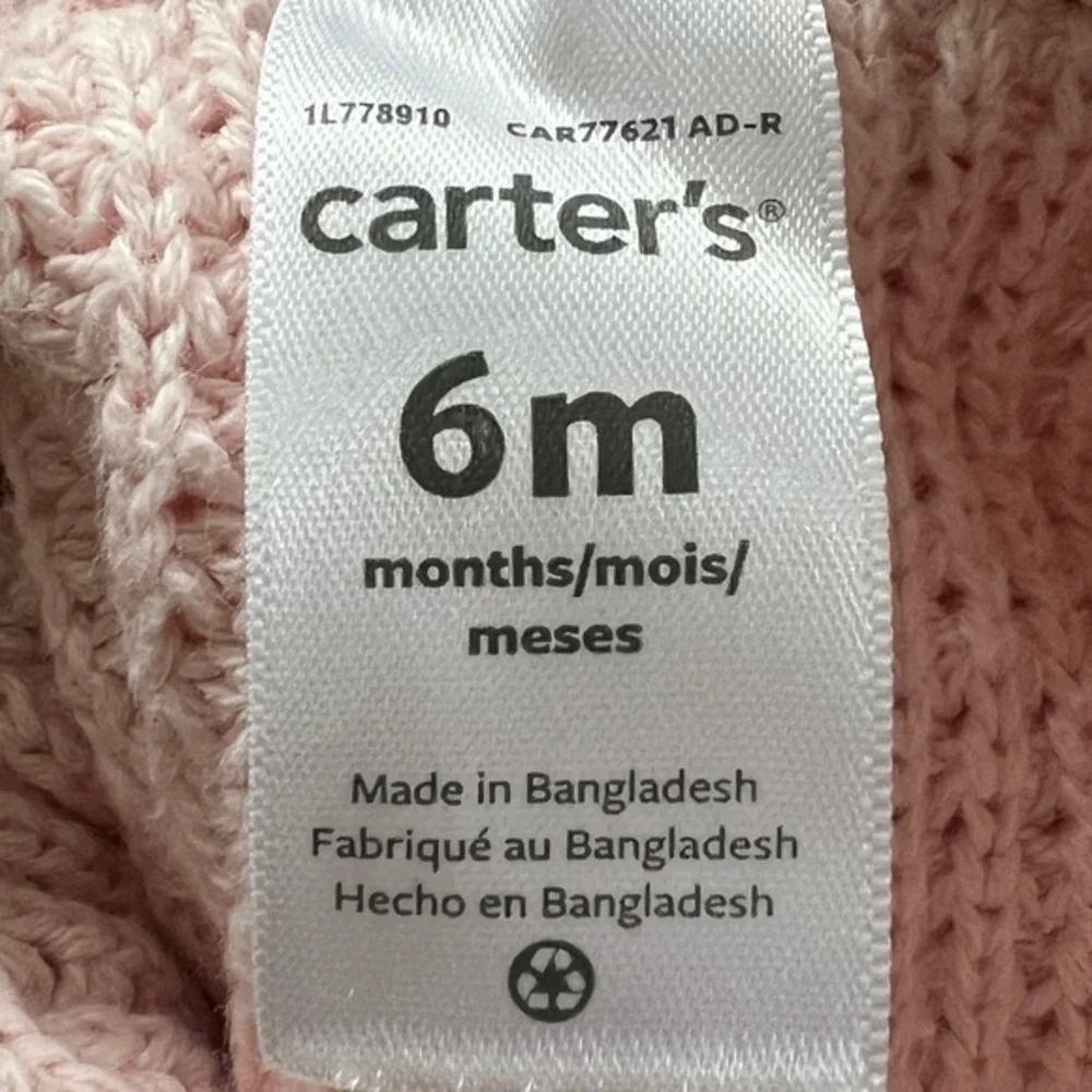Carter's Baby Girl Light‎ Pink Waffle Knit Hooded Cardigan Sweater Sz. 6M
